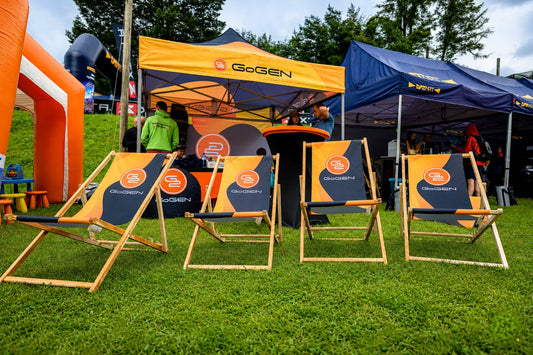 Dřevěné reklamní lehátka s potiskem GoGen