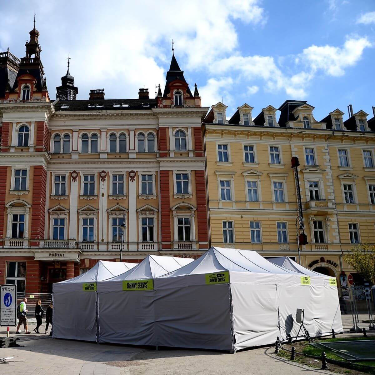 Nůžkový stan 3x6 s potiskem 4 střešních límců JS + 3 bočnice bez potisku