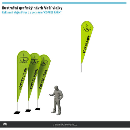 Reklamní vlajka Flyer L (90x330 cm) s hliníkovým stožárem