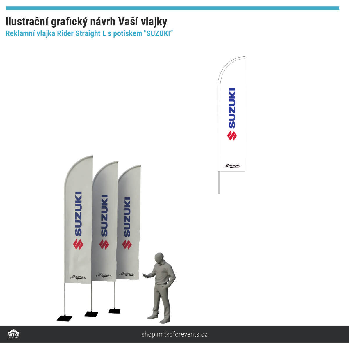 Reklamní vlajka Rider L (80x350 cm) s hliníkovým stožárem