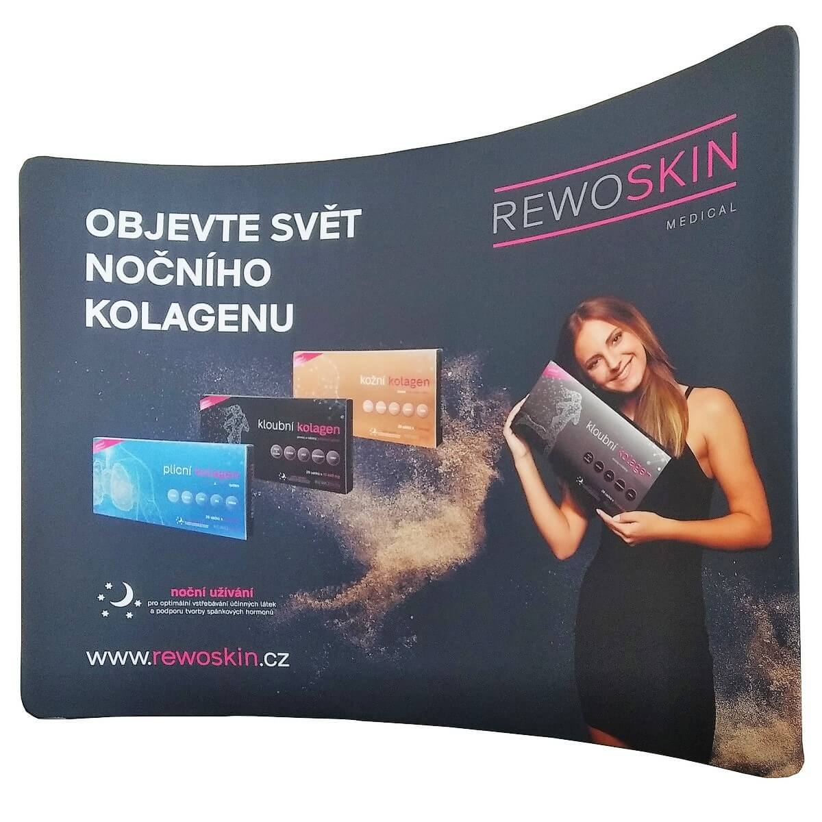 Prohnutá textilní stěna Wall Curved 3000 s oboustranným potiskem Rewoskin